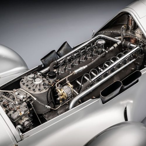 Audi recreated the Auto Union Lucca. After just over three years of construction, the record-breaking car was completed in early 2026. 
Detail: 16-cylinder-engine with supercharger.